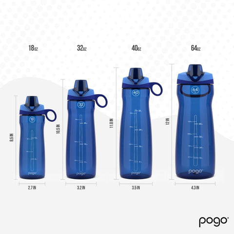 Pogo BPA-Free Tritan Plastic Water Bottle with Chug Lid, 32 Oz, Blue