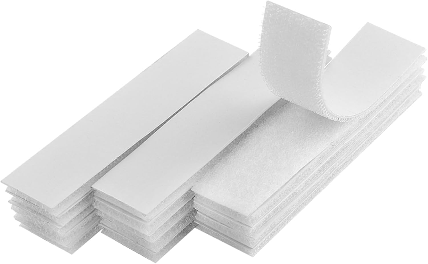 Melsan 1x4 inch Self Adhesive Hook and Loop Strips - 15 Sets - White Sticky Back Tape Fastener, Heavy Duty Mounting Strips for Home or Office Use - Instead of Holes and Screws