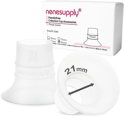 Nenesupply 21mm Flange Inserts for Handsfree Wearable Collection Cups. Work with 24mm breastshields/Flanges.Reduce Flange Size to 21mm. Compatible with Spectra, Medela Elvie Momcozy Flanges