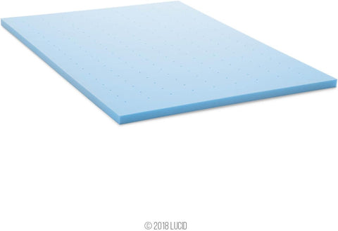 Lucid 2 Inch Memory Foam Mattress Topper, Queen Size – Cooling Gel Bed Topper – Pressure-Relieving Plush Feel – Ventilated Breathable Design – CertiPur Certified - Dorm Essentials