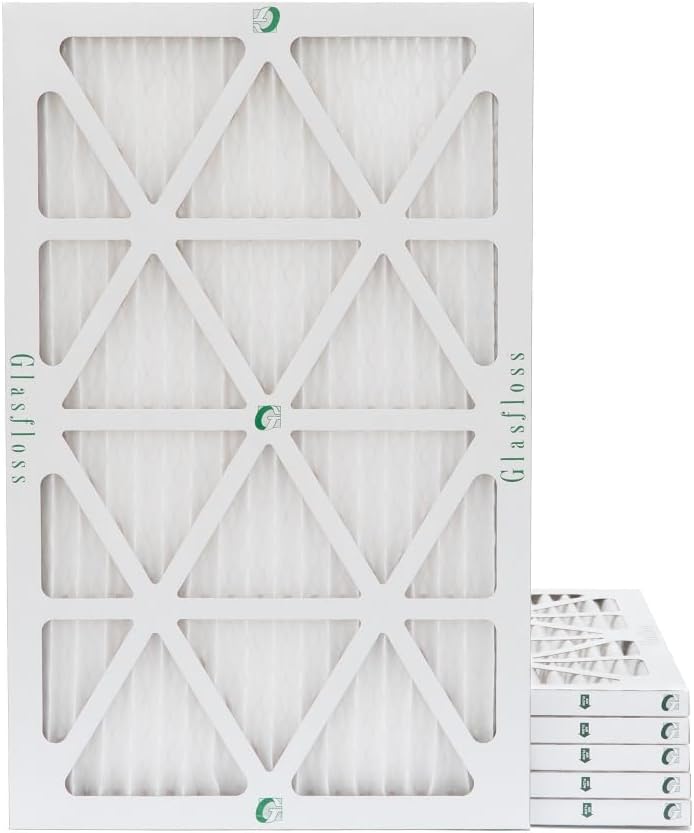 Glasfloss 16x25x1 MERV 10 Pleated Furnace Air Filters. Box of 6
