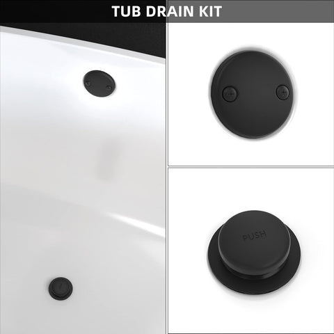 Citymoor Matte Black Bath Tub Drain and Overflow Kit, Bathtub Drain Stopper
