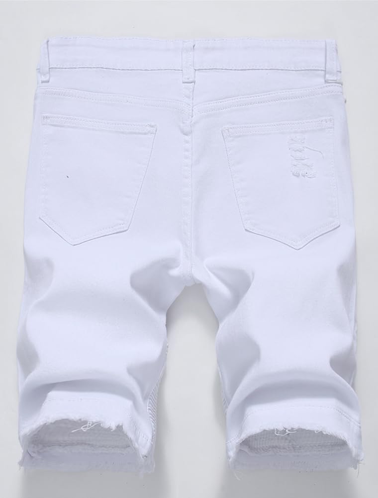 Lavnis Men's Denim Shorts Ripped Distressed Jean Shorts