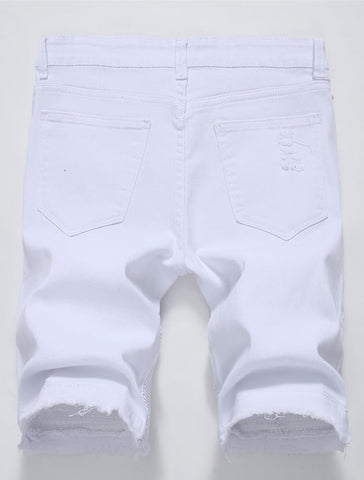 Lavnis Men's Denim Shorts Ripped Distressed Jean Shorts