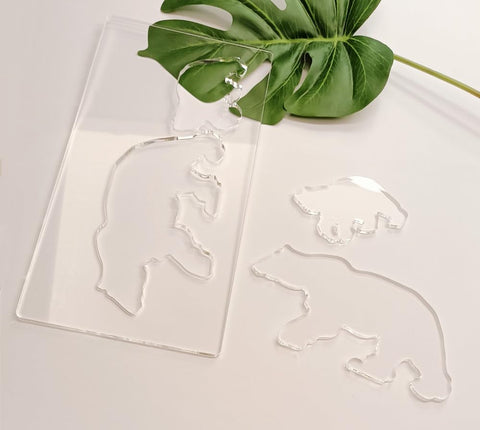 Clear Acrylic Bear Router Template,Bear and Cub Router Template,Router Inlay Template for Woodworking and Craft (6''x12'')