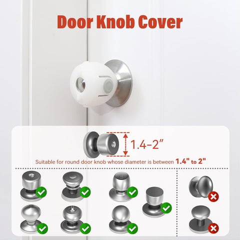 Mom's Choice Gold Awards Winner - EUDEMON 4 Pack Baby Safety Door Knob Covers Door Knob Locks(not Suit for All Door knobs)