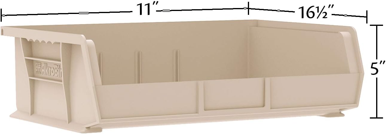 Akro-Mils 30255 AkroBins Plastic Storage Bins, 11"x16"x5", Clear, 6-Pack