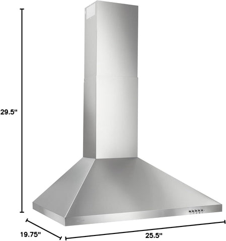 Broan-NuTone BW5030SSL Stainless Steel LED 30-inch Wall-Mount Convertible Chimney-Style Range Hood with 3-Speed Exhaust Fan and Light
