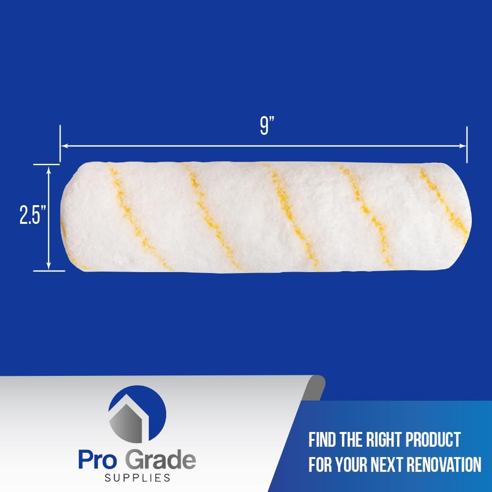 Pro Grade Paint Roller Covers, 9 Inch, 1/2 Inch Microfiber Nap, 5 Pack