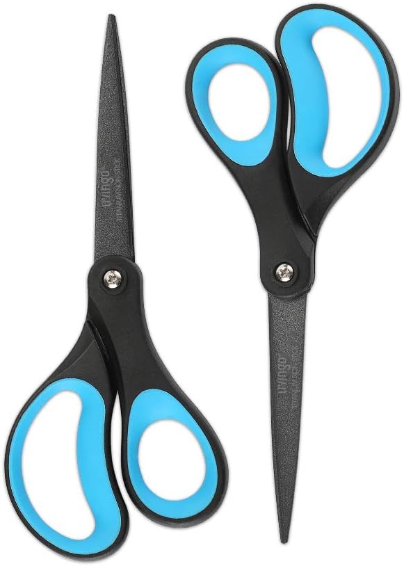 LIVINGO Titanium Scissors 8" 2 Pack Non Stick Office Craft Shears