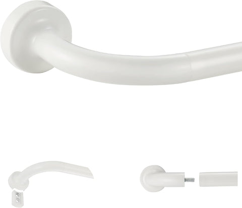 White Disc Curtain Rods, 84-144 Inches Window Curtain Rod,Adjustable Room Darkening Drapery Rod with Aluminum Finials and Brackets,Wrap Around Design