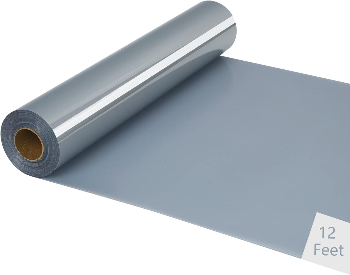 HTV Iron on Vinyl 12Inch by 12ft Roll HTV Heat Transfer Vinyl for T-Shirt HTV Vinyl Rolls for All Cutter Machine - Easy to Cut & Weed for Heat Vinyl Design (Silver, 12ft)