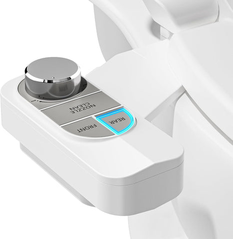 SAMODRA Non-Electric Bidet Attachment for Toilet – Self-Cleaning Dual Nozzle (Frontal & Rear Wash), Adjustable Water Pressure, Fits Most Toilets, Easy Installation (Pebble Gray)