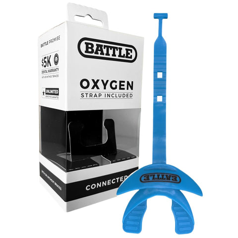 Battle Oxygen Lip Protector Mouth Guard with Connected Strap, Football and Sports Gear, Maximum Oxygen Supply, Mouthpiece Fits With or Without Braces - One Size, Light Red