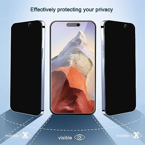 Ailun 3Pack Privacy Screen Protector for iPhone 15 Plus [6.7 inch]+3Pack Camera Lens Protector,Sensor Protection,Dynamic Island Compatible,Anti Spy Private Tempered Glass[9H Hardness][Black][6 Pack]