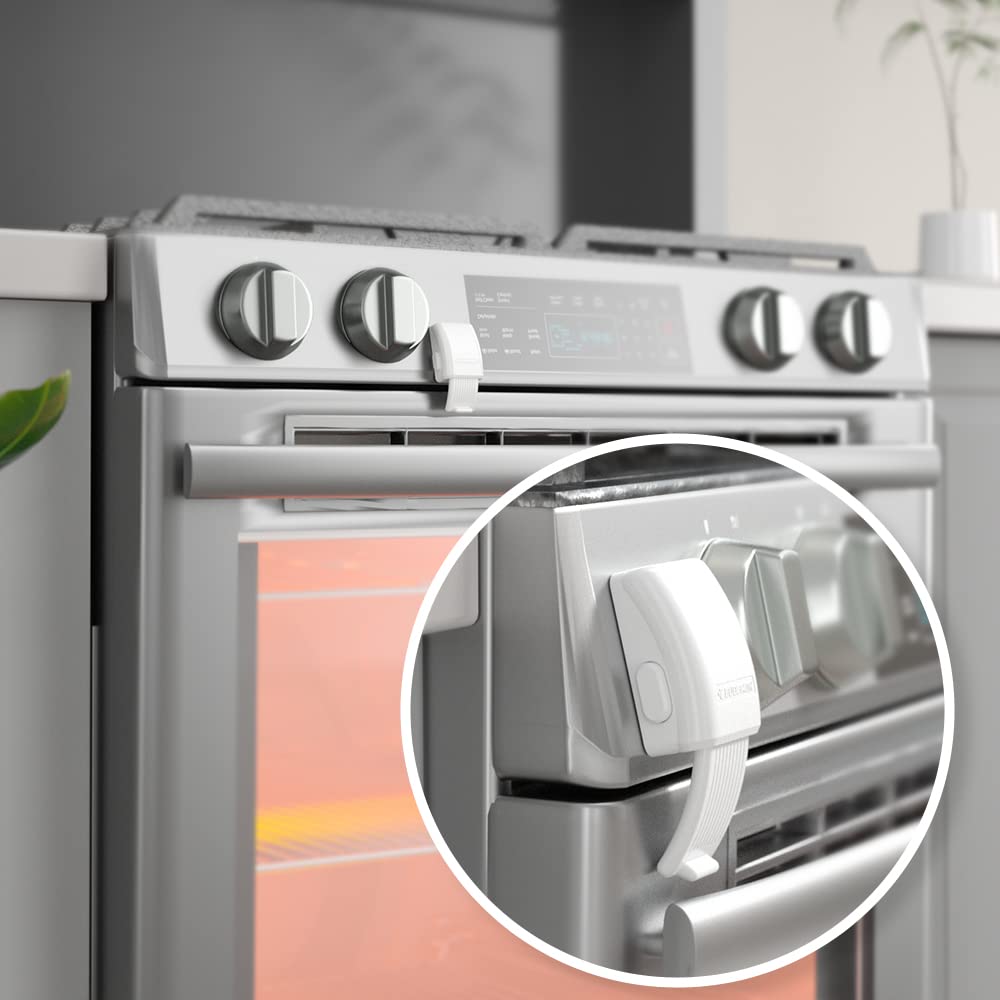 EUDEMON 1 Pack Oven Front Lock,Childproof Oven Door Lock, Easy to Install & Use Durable and Heat-Resistant Material no Tools Need or Drill(White)
