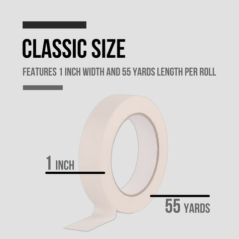 Lichamp Masking Tape 1 inch, 4 Pack General Purpose Beige White Masking Tape, 1 inch x 55 Yards x 4 Rolls (220 Total Yards)