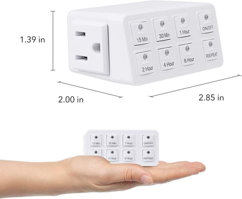 BN-LINK Indoor Countdown Timer with Repeat Function, 3-Prong Outlet Timer