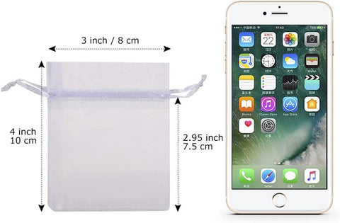 HRX Package 100pcs Organza Jewelry Bags 3x4 in Small Mesh Bags Drawstring
