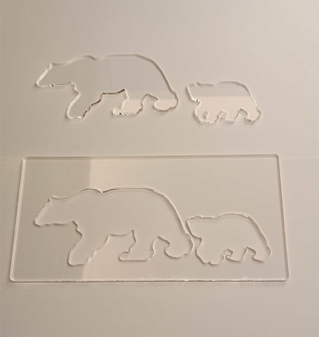 Clear Acrylic Bear Router Template,Bear and Cub Router Template,Router Inlay Template for Woodworking and Craft (6''x12'')