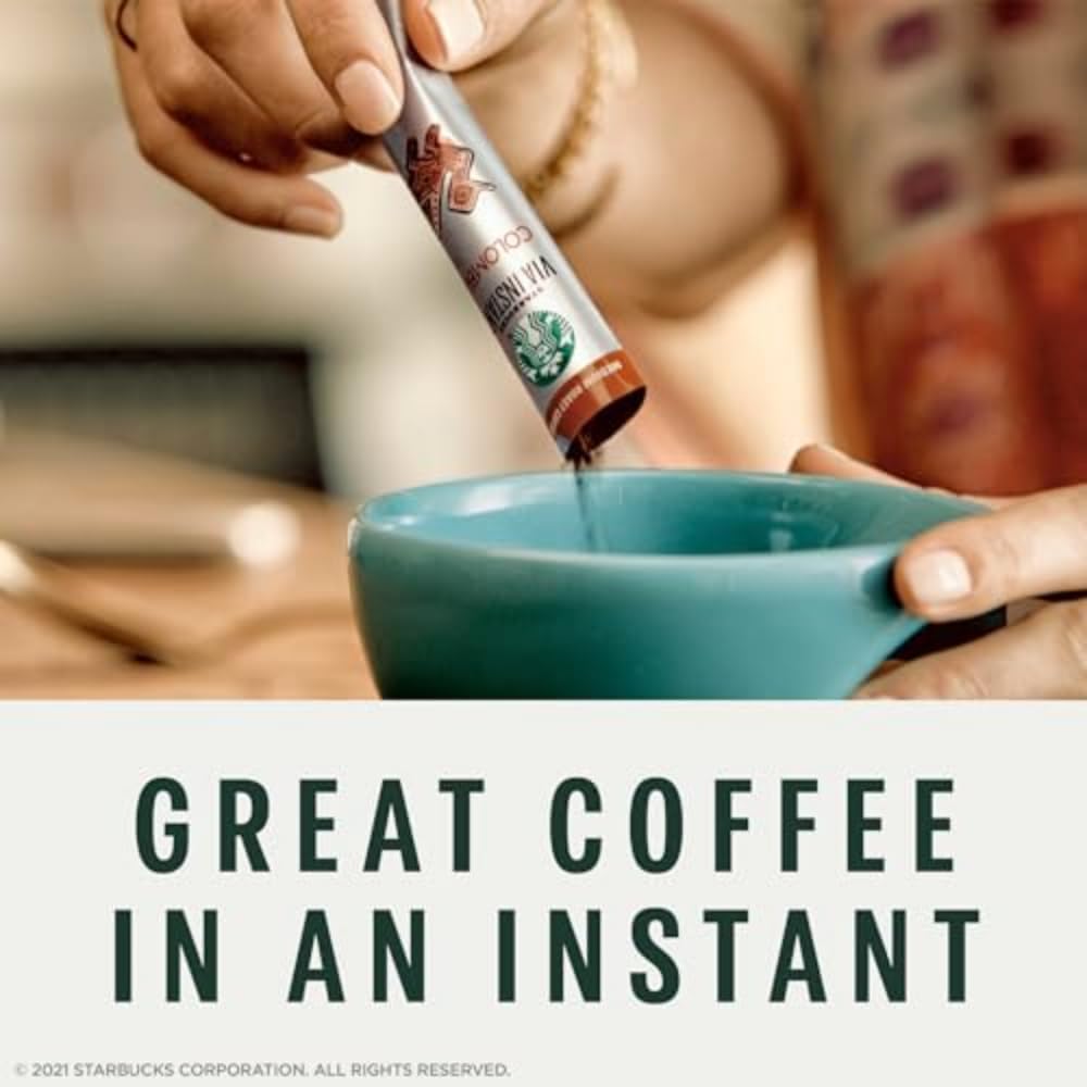 Starbucks VIA Instant Coffee, Dark Roast Coffee, Italian Roast, 100% Arabica, Single-Serve, 1 Box (50 Packets) | 100% Arabica instant coffee packets; Italian Roast dark roast; 1 box, 50 packets