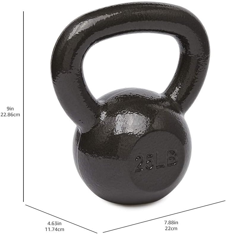 Amazon Basics Cast Iron Kettlebell for Strength Training, Textured Wide Handle, Black