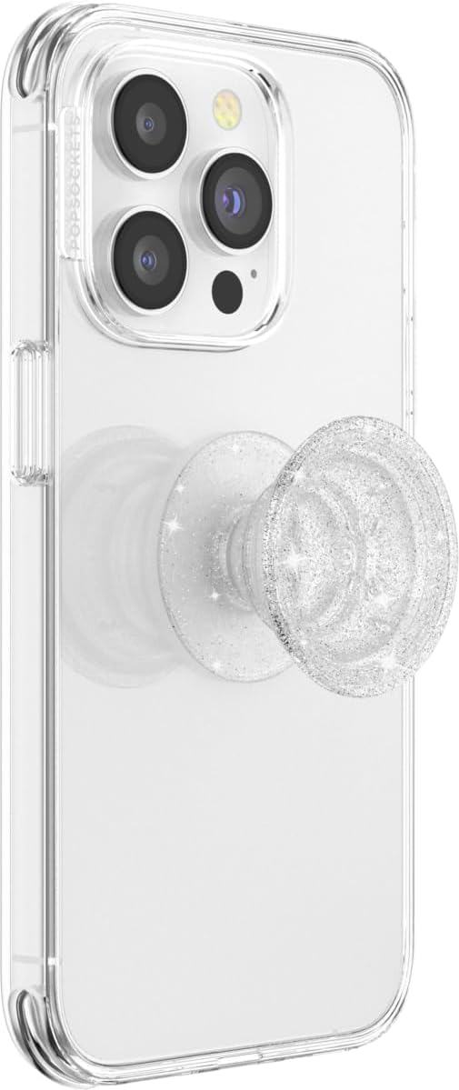 PopSockets Adhesive Phone Grip, Holder- Clear Glitter