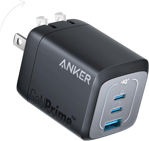 Anker USB Charger Block,67W GaN Wall Charger,3-Port Compact Fast Charging Phone Charger,For MacBook Pro/Air, Pixelbook, iPad Pro, iPhone 17/16/Pro, Galaxy S23/S22, Note20, Pixel, Apple Watch, and More