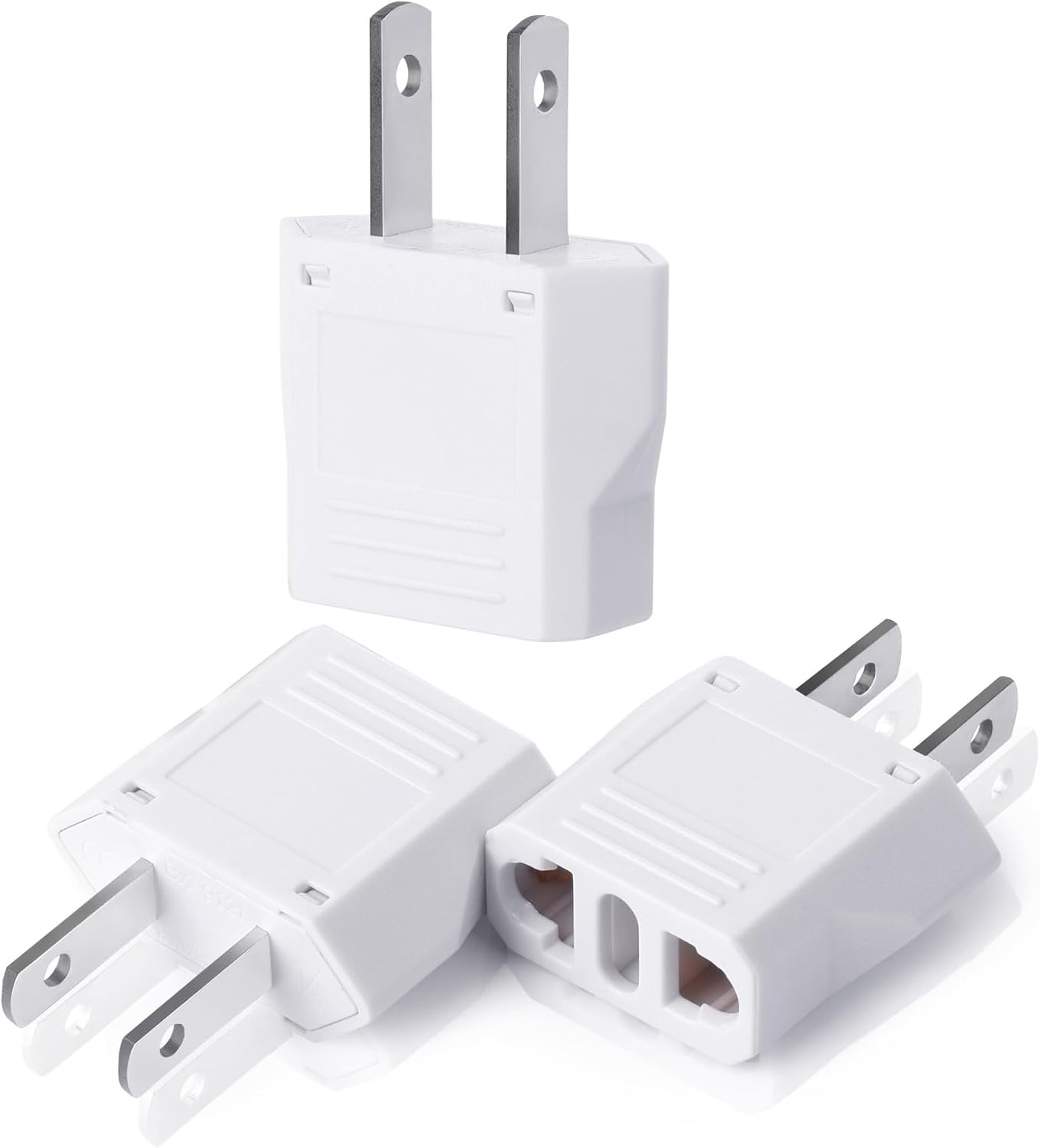 Bates- European to US Plug Adapter, 3 Pack EU to US Adapters
