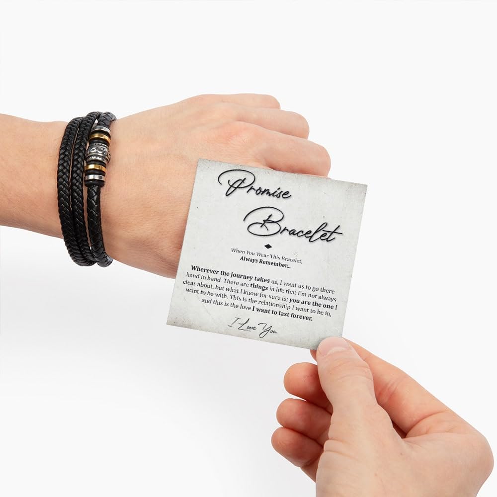 Promise Bracelet, Romantic Gift for Boyfriend, Appreciation Bracelet for Boyfriend, Men Bracelets Gift, Braided Leather Bracelets Lettering Love You Forever Jewelry Gifts For Man With Message Card