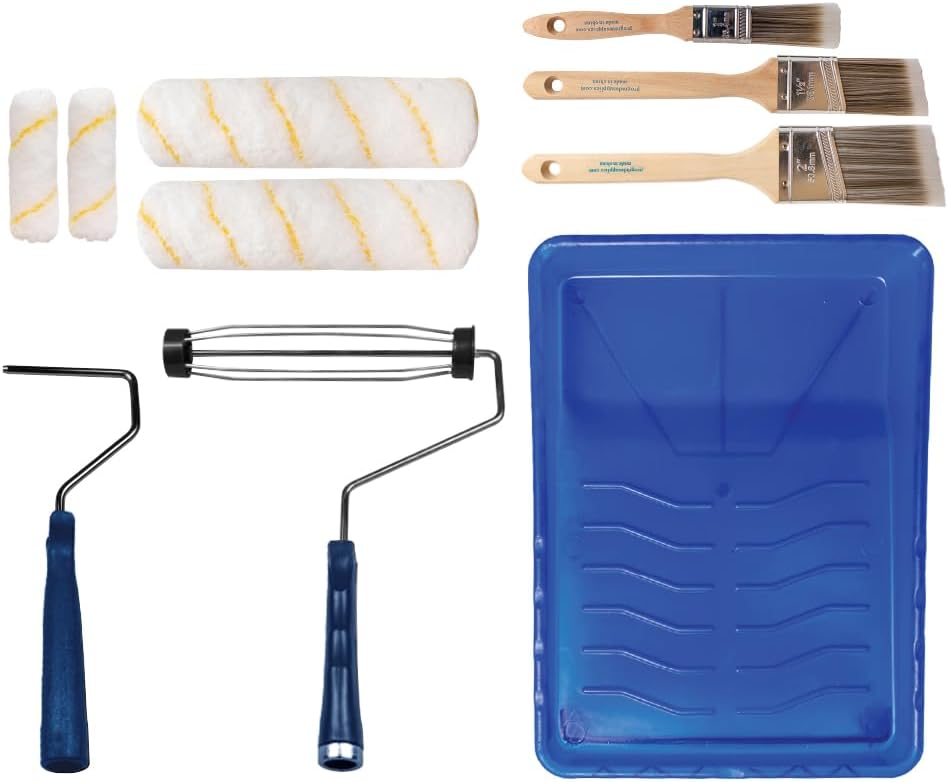 Pro Grade Paint Roller Kit, Paint Brushes, 4" & 9" Roller Covers for Walls