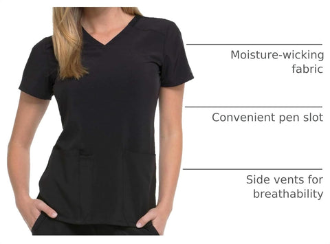 Dickies EDS Essentials Women's Scrub Top V-Neck Medical Shirt 2 Pockets