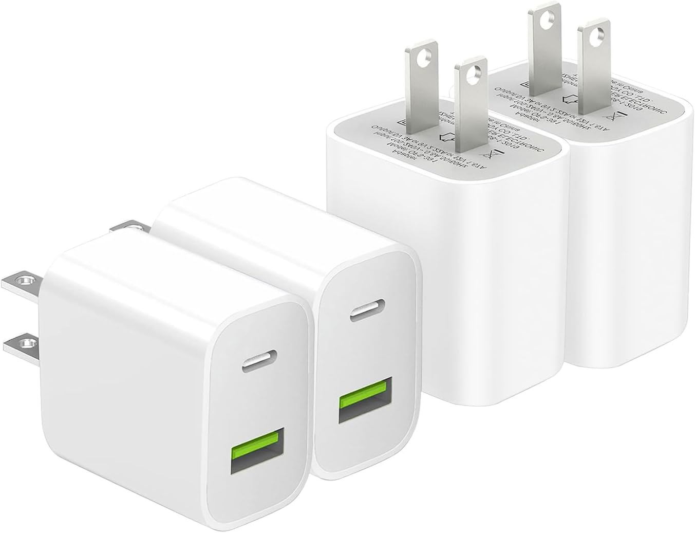 4 Pack USB C Charger Block, Dual Port Type C Wall Charger Fast Charging