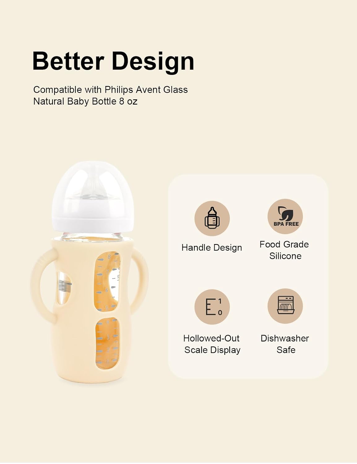 2-Pack Silicone Sleeves for Philips Avent Glass Bottles 4 & 8 oz