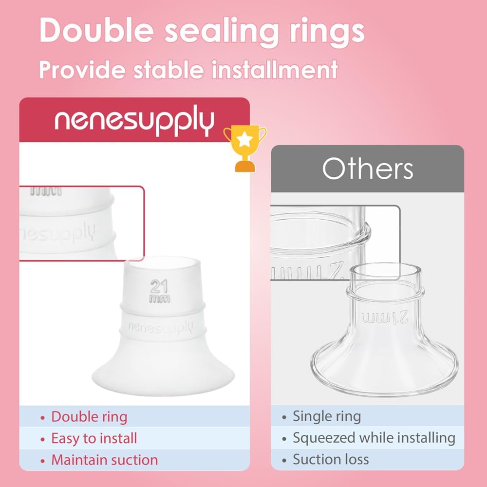 Nenesupply 21mm Flange Inserts for Handsfree Wearable Collection Cups. Work with 24mm breastshields/Flanges.Reduce Flange Size to 21mm. Compatible with Spectra, Medela Elvie Momcozy Flanges