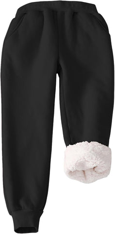 Flygo Girls Boys Fleece Joggers Sherpa Lined Winter Warm Sweatpants