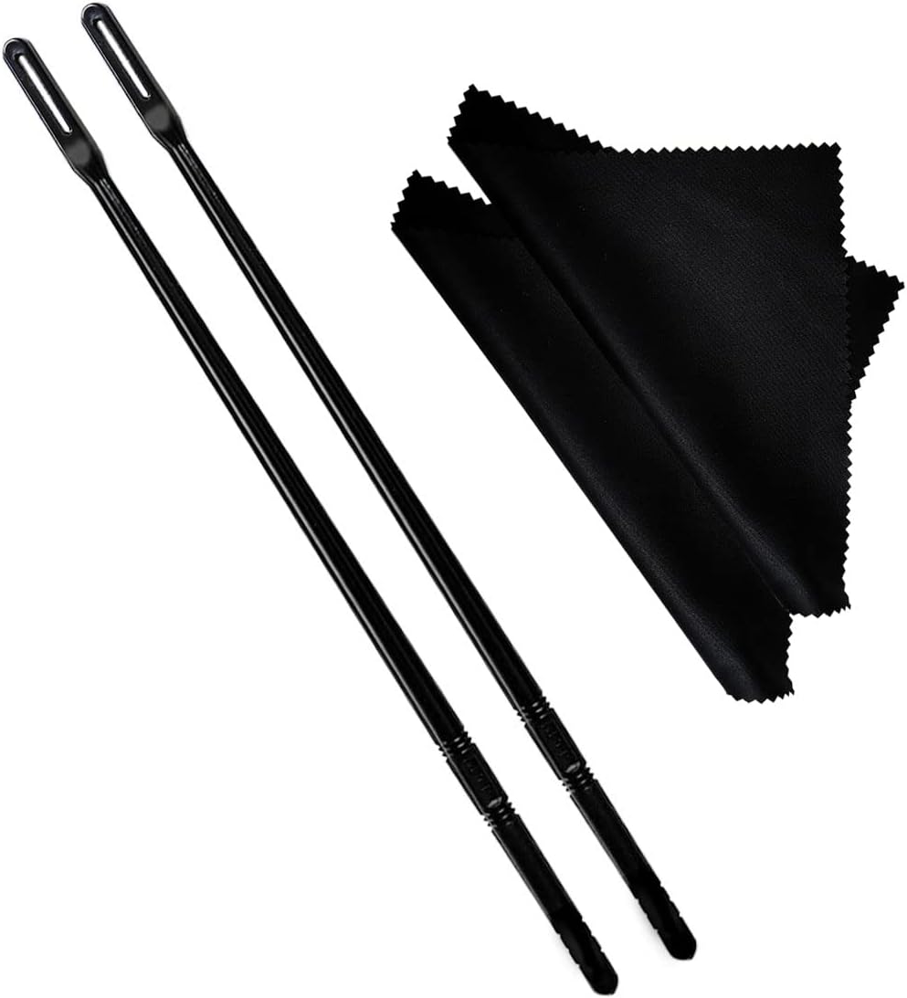 2 Sets Black Flute Cleaning Rod and Cloth, Flute Cleaning Kit