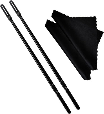 2 Sets Black Flute Cleaning Rod and Cloth, Flute Cleaning Kit