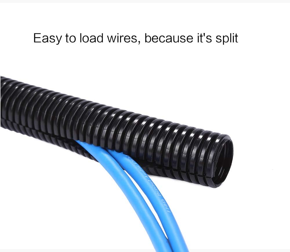 Alex Tech 10ft - 1 inch Split Wire Loom Tubing - Black
