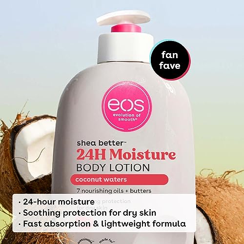 eos Shea Better Body Lotion- Coconut Waters, 24-Hour Moisture Skin Care, Lightweight & Non-Greasy, Made with Natural Shea, Vegan, 16 fl oz