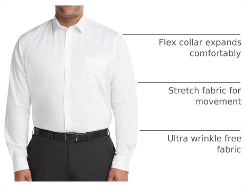 Van Heusen Men's Tall Fit Dress Shirt Ultra Wrinkle Free Flex Collar Stretch (Big and Tall)
