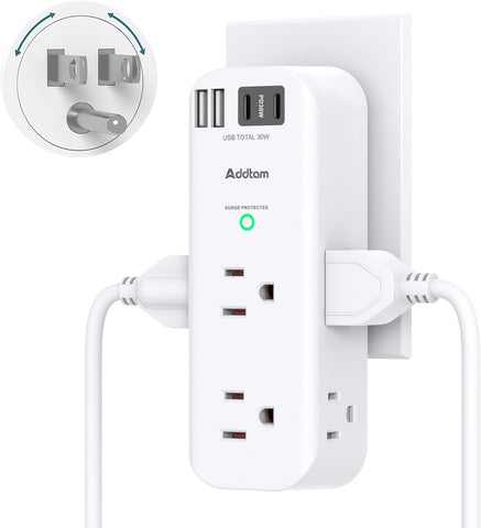 Addtam Surge Protector Outlet Extender with Rotating Plug