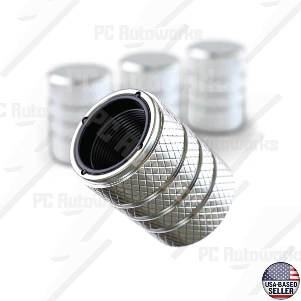 Aluminum Tire Valve Stem Caps – Anti-Rust, Premium Anodized Aluminum, Corrosion-Resistant, Easy Install, Universal Fit for Car, Truck, Bike, SUV – 1 Pack/Set of 4 (Sterling Silver)