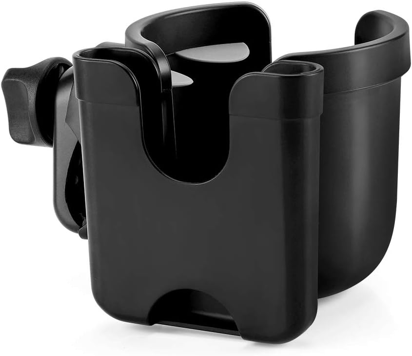 Accmor Stroller Cup Holder with Phone Holder, Bike Cup Holder, Universal Cup Holder for Uppababy Nuna Strollers, 2-in-1 Drinks Holder for Walker, Wheelchair, Scooter