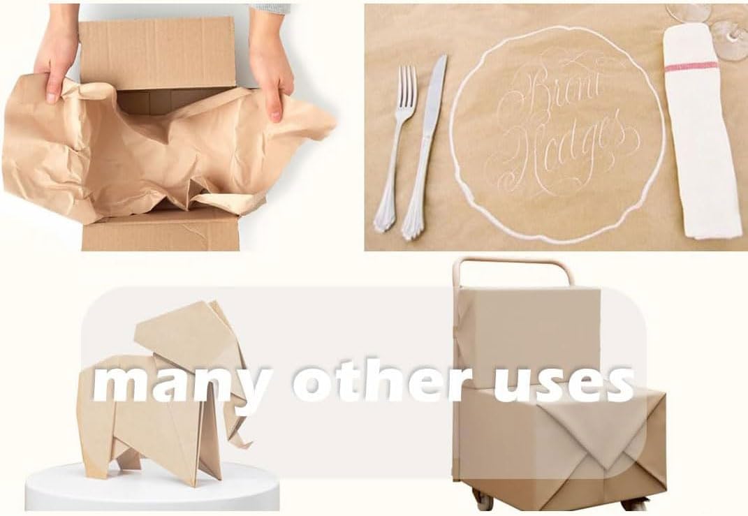 PerkHomy 48" x 2,400" (200') Orange Kraft Paper Roll for Craft Bulletin Board Paper Art Table Covering Crafting Gift Wrapping Bouquet Packing Parcel 80GSM 55LB (Orange, 48" x 200')