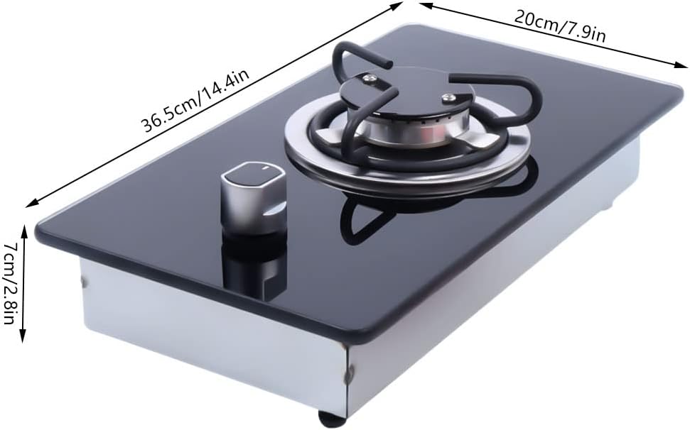 Gas Cooktop, 1 Burner Boat Caravan RV Camper LPG Gas Stove Hob With Tempered Glass, Durable Single Countertop Gas Stove With Multi-Level Fire Adjustment Suitable for Outdoor Apartments