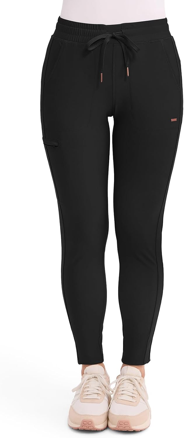 Cherokee Form Womens Mid Rise Tapered Leg Drawstring Scrub Pants 5 Pockets