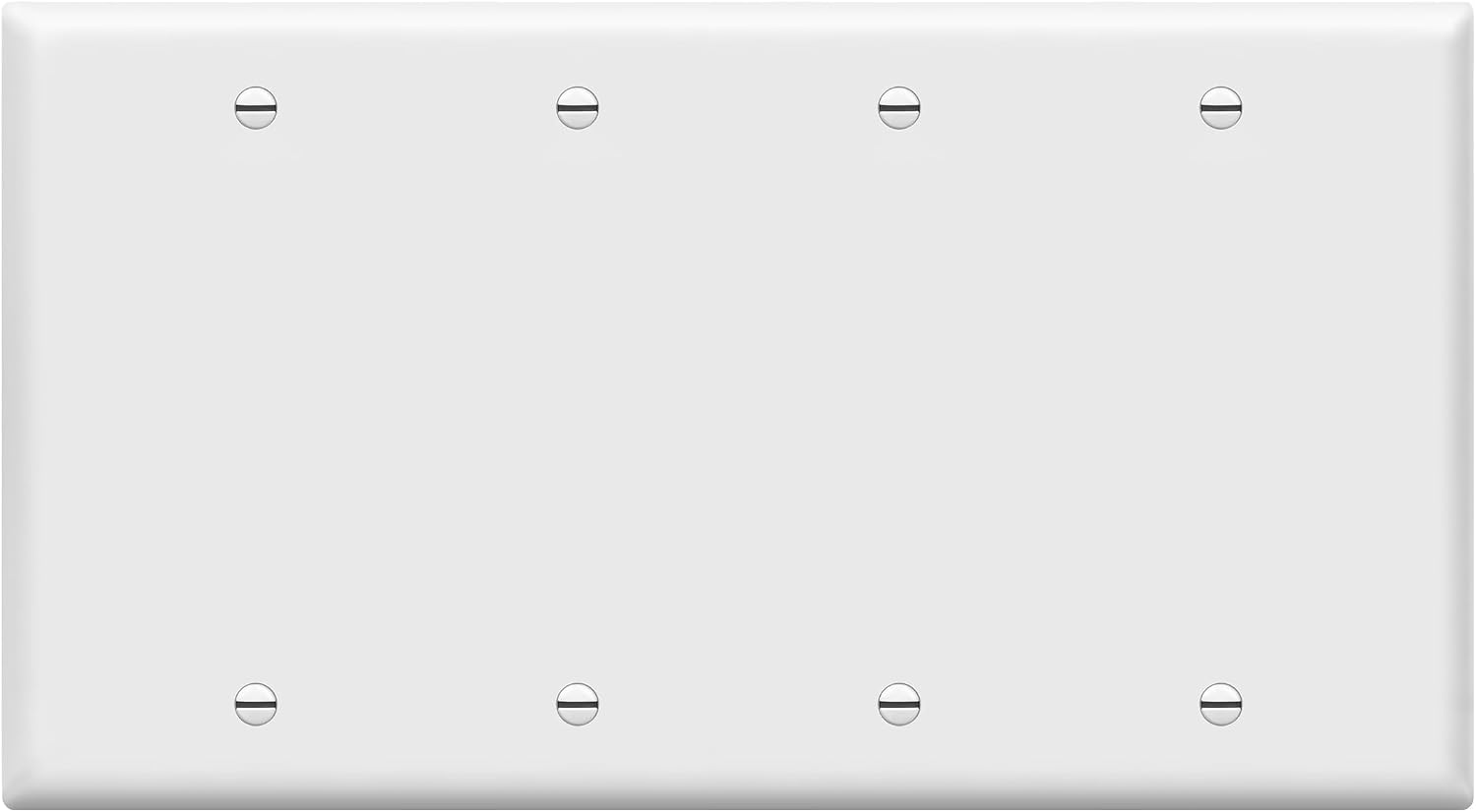 ENERLITES Blank Device Wall Plate Cover, Size 4-Gang 4.50" x 8.19", Unbreakable Polycarbonate Thermoplastic, 8804-W, White