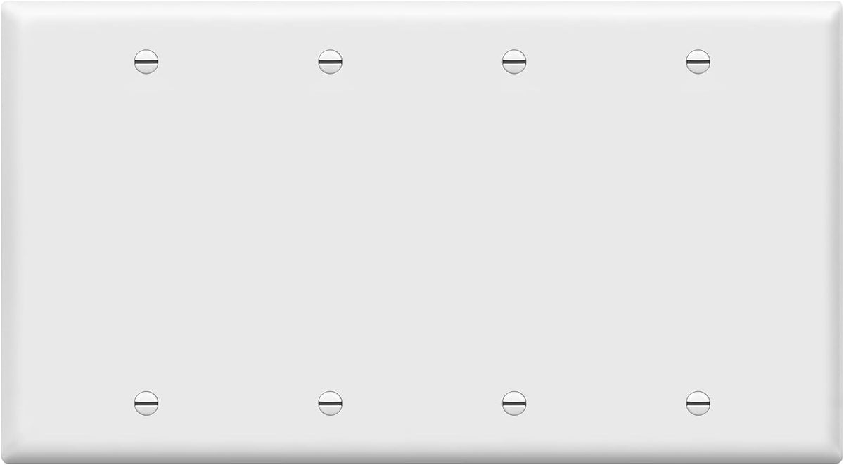 ENERLITES Blank Device Wall Plate Cover, Size 4-Gang 4.50" x 8.19", Unbreakable Polycarbonate Thermoplastic, 8804-W, White