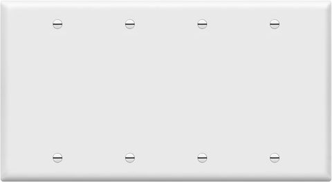 ENERLITES Blank Device Wall Plate Cover, Size 4-Gang 4.50" x 8.19", Unbreakable Polycarbonate Thermoplastic, 8804-W, White